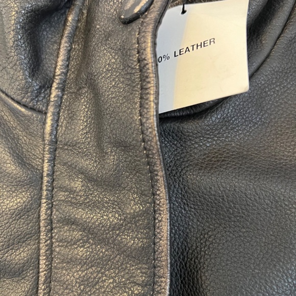 Zara genuine leather distressed jacket brown NWOT - Picture 5 of 8